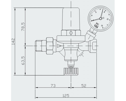 Клапан подпиточный Tiemme 1/2" PN 16 (1-6 бар) (3170001 / 3160K1504)