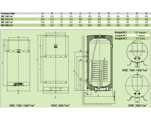 Водонагреватель комбинированный Drazice OKC 160/1 m2 (Настенный) 1106209101 (Дражице)