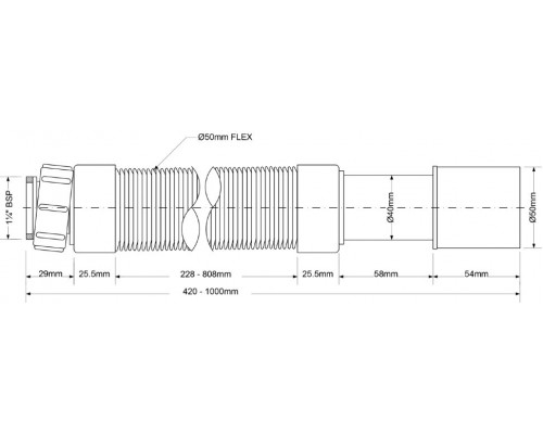 Гофра для раковины 40/50 1000 мм McALPINE MRMF1S MRMF1-S