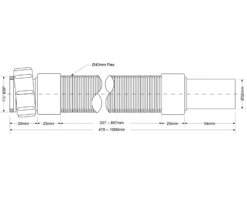 Гофра для раковины 32 400-1000 мм McAlpine MRMF1 MRMF1