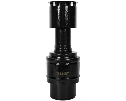 Вертикальный оголовок STOUT с ветрозащитой для коаксиального дымохода 60/100, чёрный, SCR-6010-800012