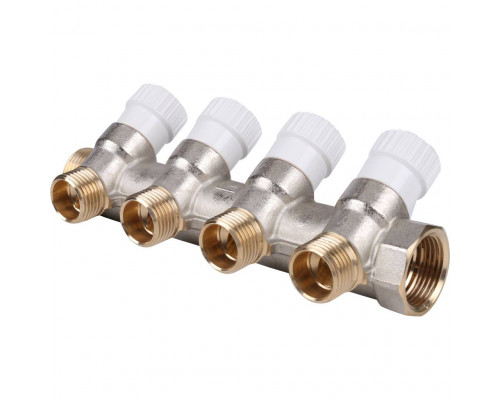 Коллектор Stout (SMB 6851 341204) 3/4 ВР(г) х 4 выхода 1/2 НР(ш) х 3/4 НР(ш) регулируeмый SMB 6851 341204