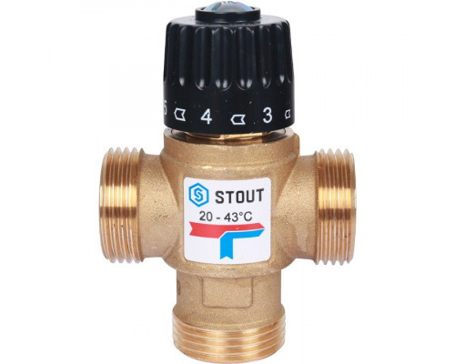Клапан термостатический смесительный НР 1", 20-43°С, KV 1.6 м3/ч Stout SVM-0120-164325