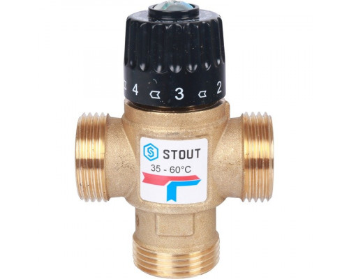 Клапан термостатический смесительный НР 1", 35-60°С, KV 1.6 м3/ч Stout SVM-0120-166025