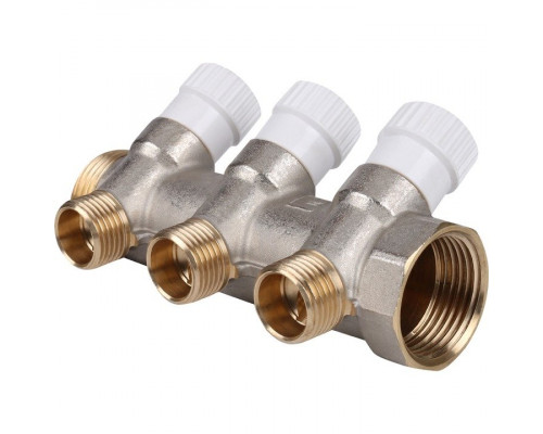 Коллектор распределительный 1" на 3 отвода 1/2", никелированный STOUT SMB 6851 011203