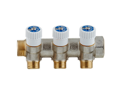 Коллектор Stout (SMB 6851 341203) 3/4 ВР(г) х 3 выхода 1/2 НР(ш) х 3/4 НР(ш) регулируeмый SMB 6851 341203