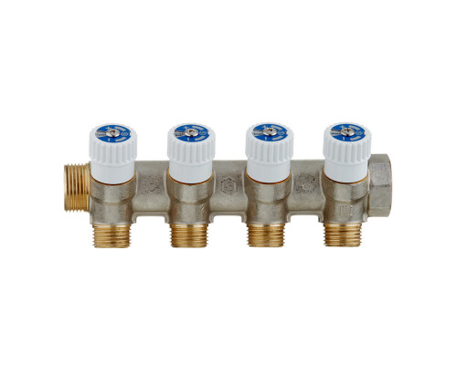 Коллектор Stout (SMB 6851 341204) 3/4 ВР(г) х 4 выхода 1/2 НР(ш) х 3/4 НР(ш) регулируeмый SMB 6851 341204