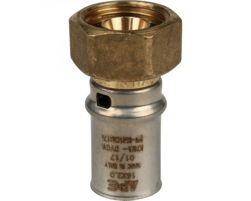 Переходник с накидной гайкой 16x1/2" для металлопластиковых труб, прессовой Stout SFP-0016-001216