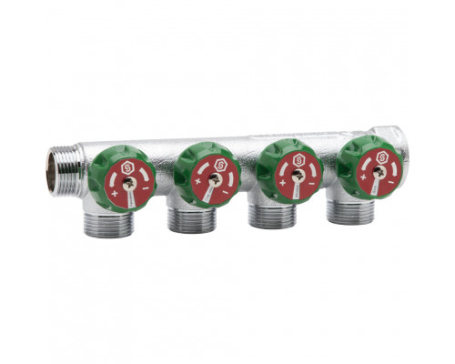 Коллектор регулирующий распределительный 3/4" с 4 отводами 1/2" STOUT SMB-6850-341204