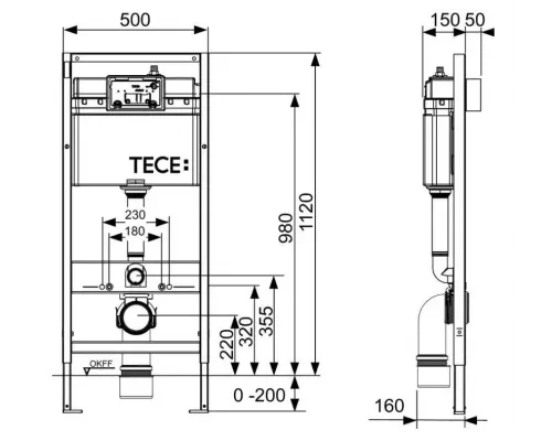 Инсталляция для унитаза TECEbase  клавиша смыва белая  9400400