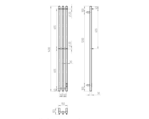 Электрический полотенцесушитель X-3 Plaza Neo  140/12  Оружейная сталь D122554