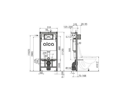 Инсталляция для унитаза AlcaPlast AM101/1120-4:1 RU M578-0001