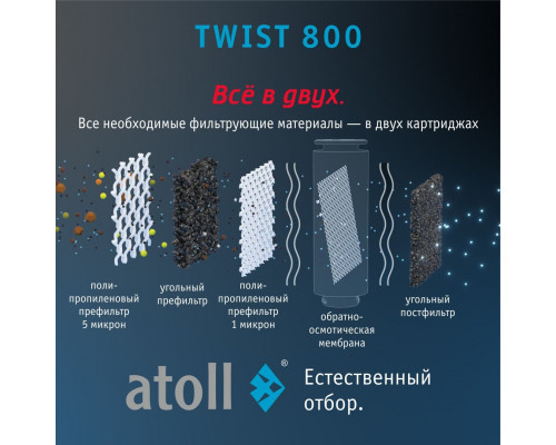 Прямоточная система обратного осмоса atoll TWIST 800 (A-5800p) ATEFDR122