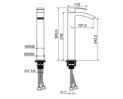 Cмеситель для раковины Grocenberg GB3007 Черный матовый GB3007BL