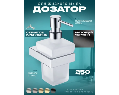 Настенный дозатор для жидкого мыло Grocenberg AC0028 (Черный матовый)