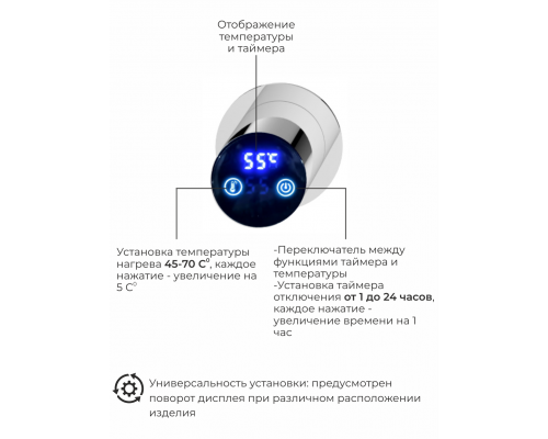 Рондо П2 350х760 электро Полотенцесушитель TERMINUS Нержавеющая сталь