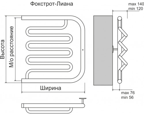Фокстрот-Лиана AISI 600х500 Полотенцесушитель TERMINUS