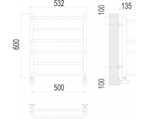Евромикс П6 500х600 Полотенцесушитель TERMINUS