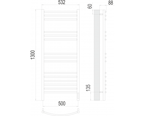 Классик П15 500х1300 электро (sensor quick touch) Полотенцесушитель TERMINUS