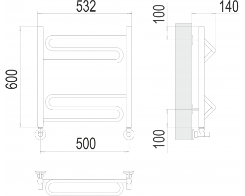 Юпитер П6 500х600 Полотенцесушитель TERMINUS