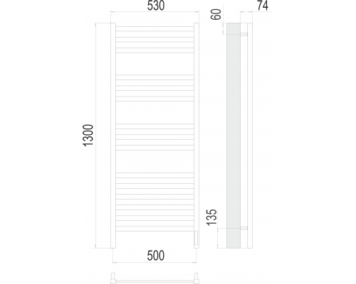 Енисей П15 500х1300 электро (sensor quick touch) Полотенцесушитель TERMINUS