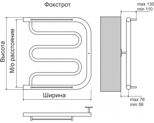 Фокстрот AISI 32х2 600х400 Полотенцесушитель TERMINUS