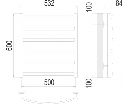 Атланта+ П6 500х600 Полотенцесушитель TERMINUS