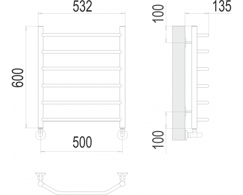 Виктория П6 500х600 Полотенцесушитель TERMINUS