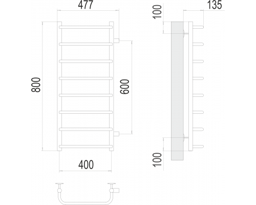 Стандарт П8 400х800 бп600 Полотенцесушитель TERMINUS