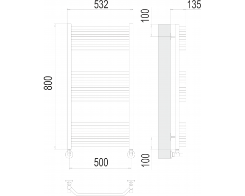 Виктория П16 500х800 Полотенцесушитель TERMINUS