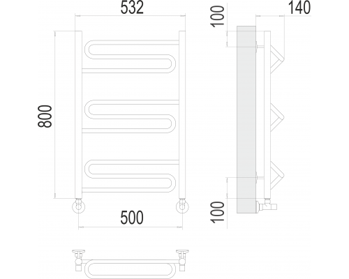 Юпитер П9 500х800 Полотенцесушитель TERMINUS