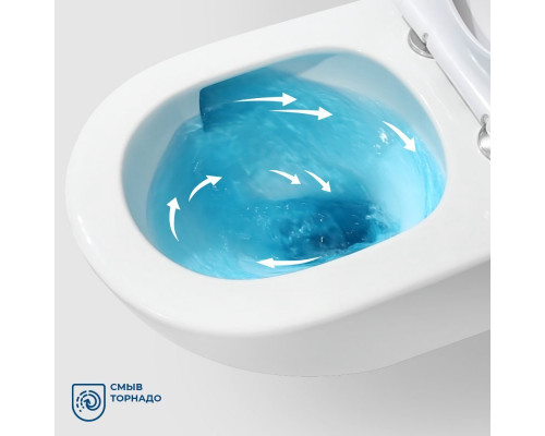 Унитаз BelBagno Uno BB5177CH-TOR/SC подвесной, безободковый, сиденье с микролифтом, белый