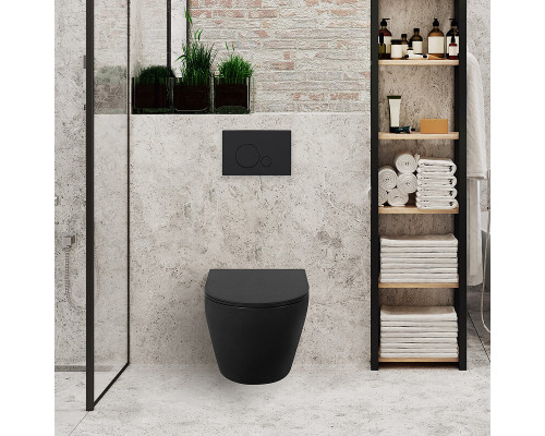 Унитаз подвесной BelBagno COLORATO безободковый, цвет черный матовый, BB062CHR-MB