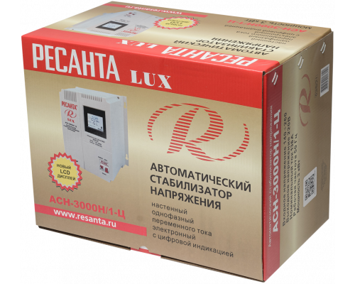Стабилизатор напряжения серии LUX РЕСАНТА АСН-3000Н/1-Ц
